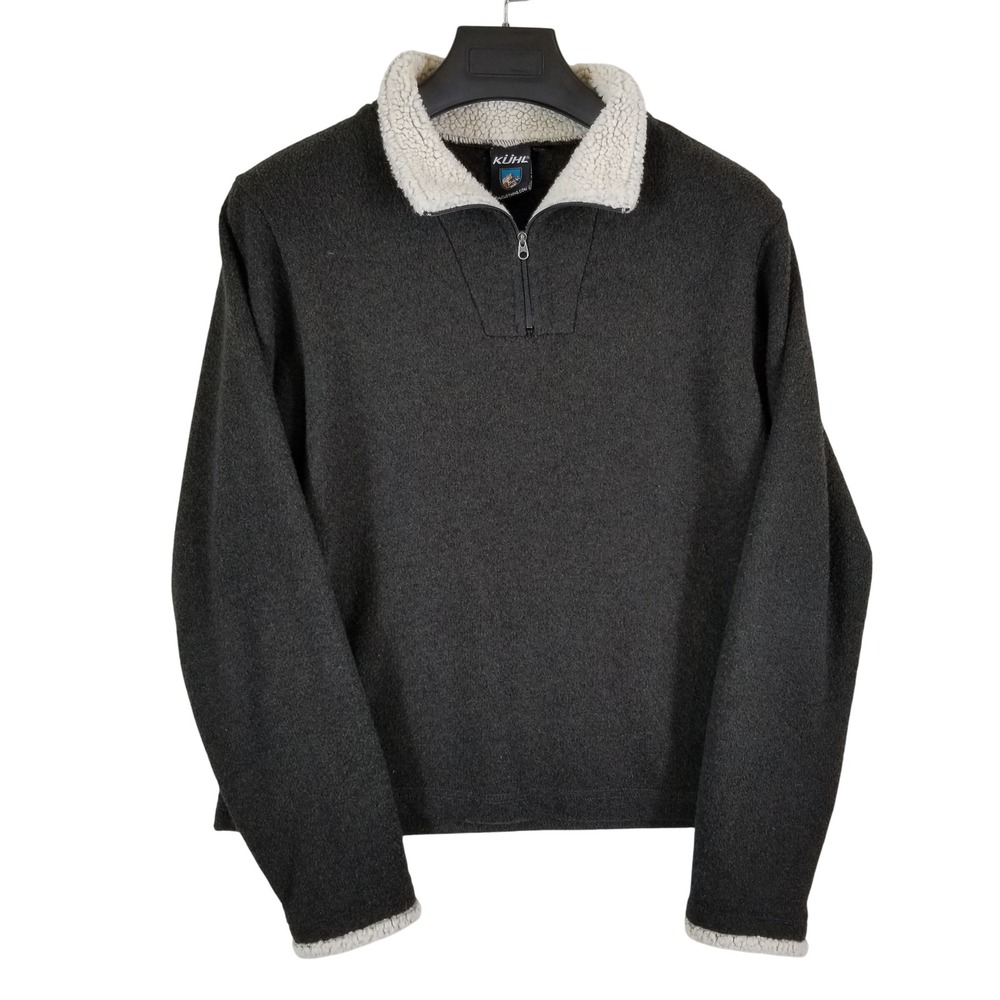 Kuhl Alfpaca Fleece Pullover Men Sz M‎ Charcoal Gray Quarter Zip Outdoor Sweater